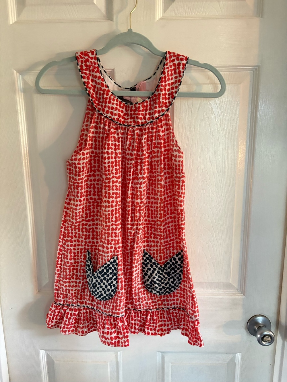 Lucca tunic m top Sleeveless Polka Dot Ruffle Pockets Vintage Americana Dopamine
